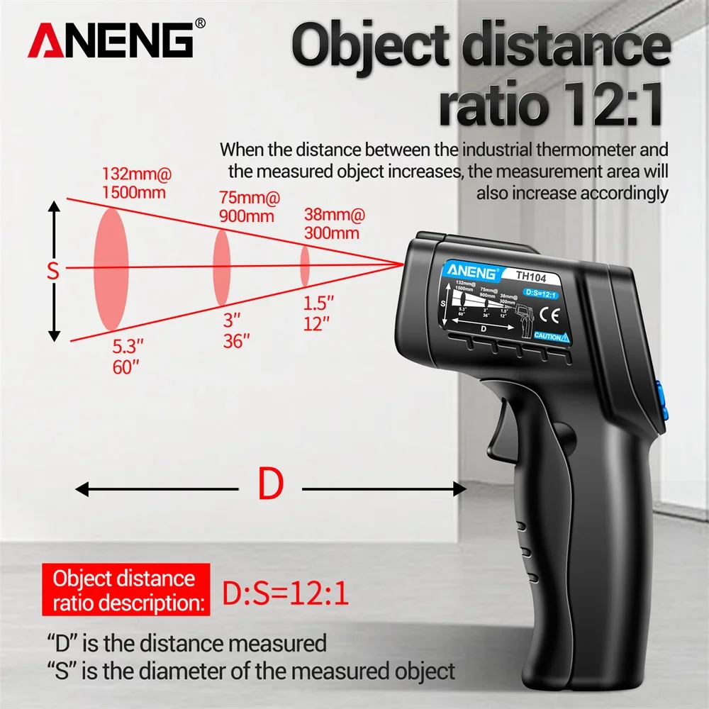 ANENG TH104 Infrared Handheld  - Industrial Laser Temperature Sensor ulasan dan harga