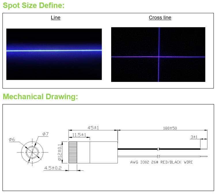 D12x45mm Focusable 405nm 1mW-- - Industrial Blue Laser ulasan dan harga